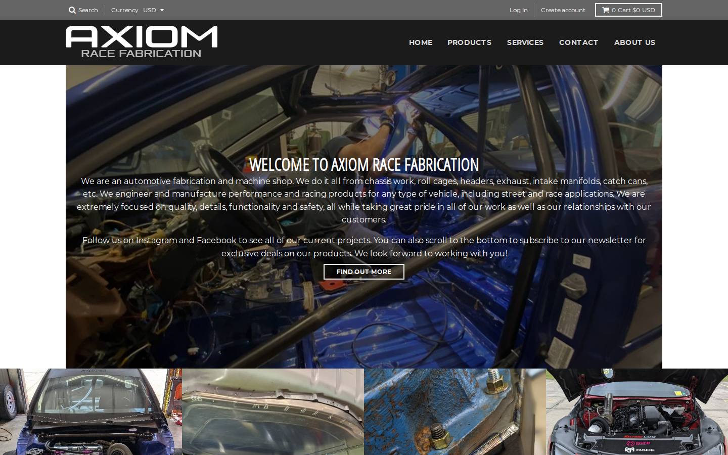 axiomfab.com homepage screenshot