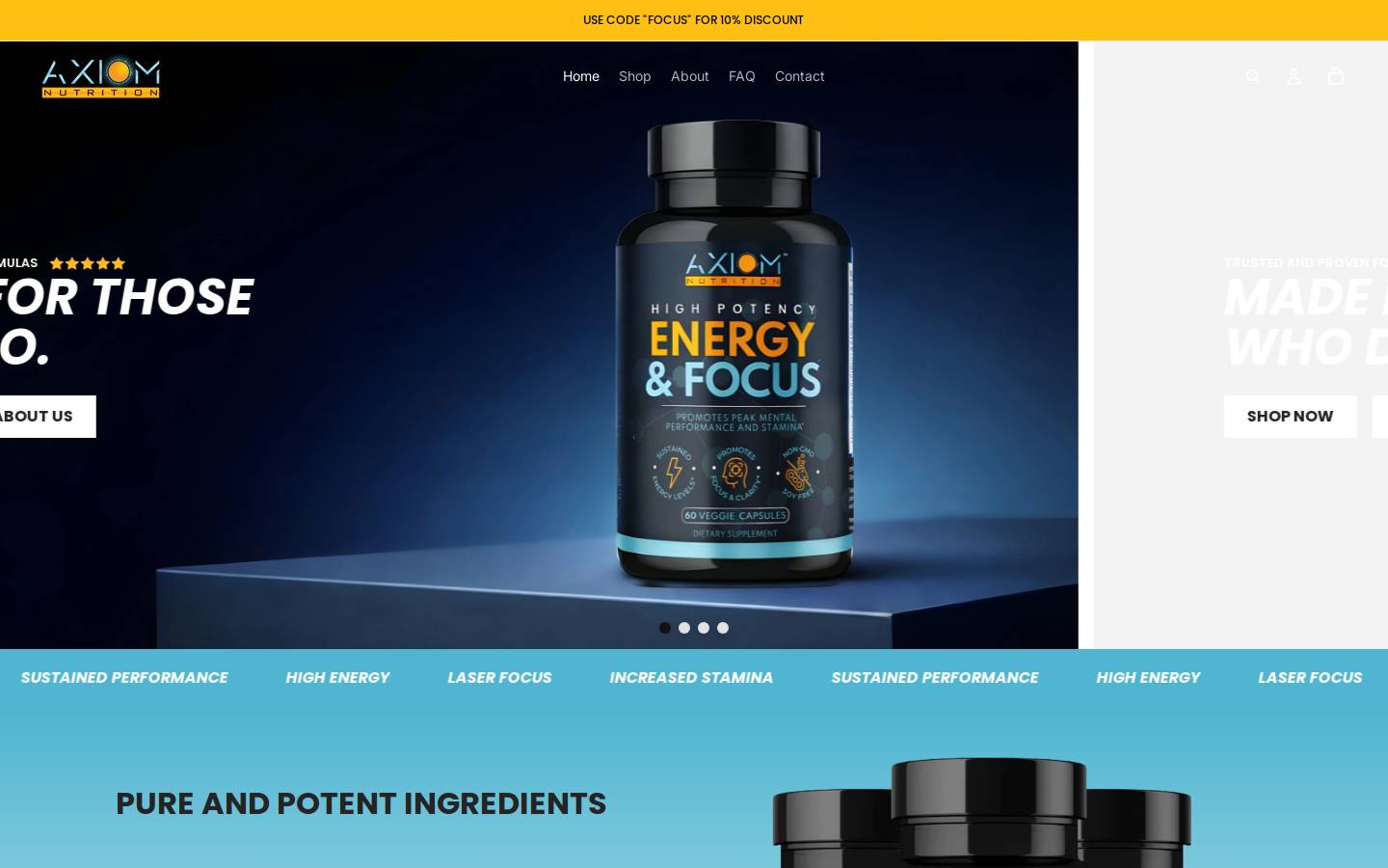 axiomnutrition.com homepage screenshot