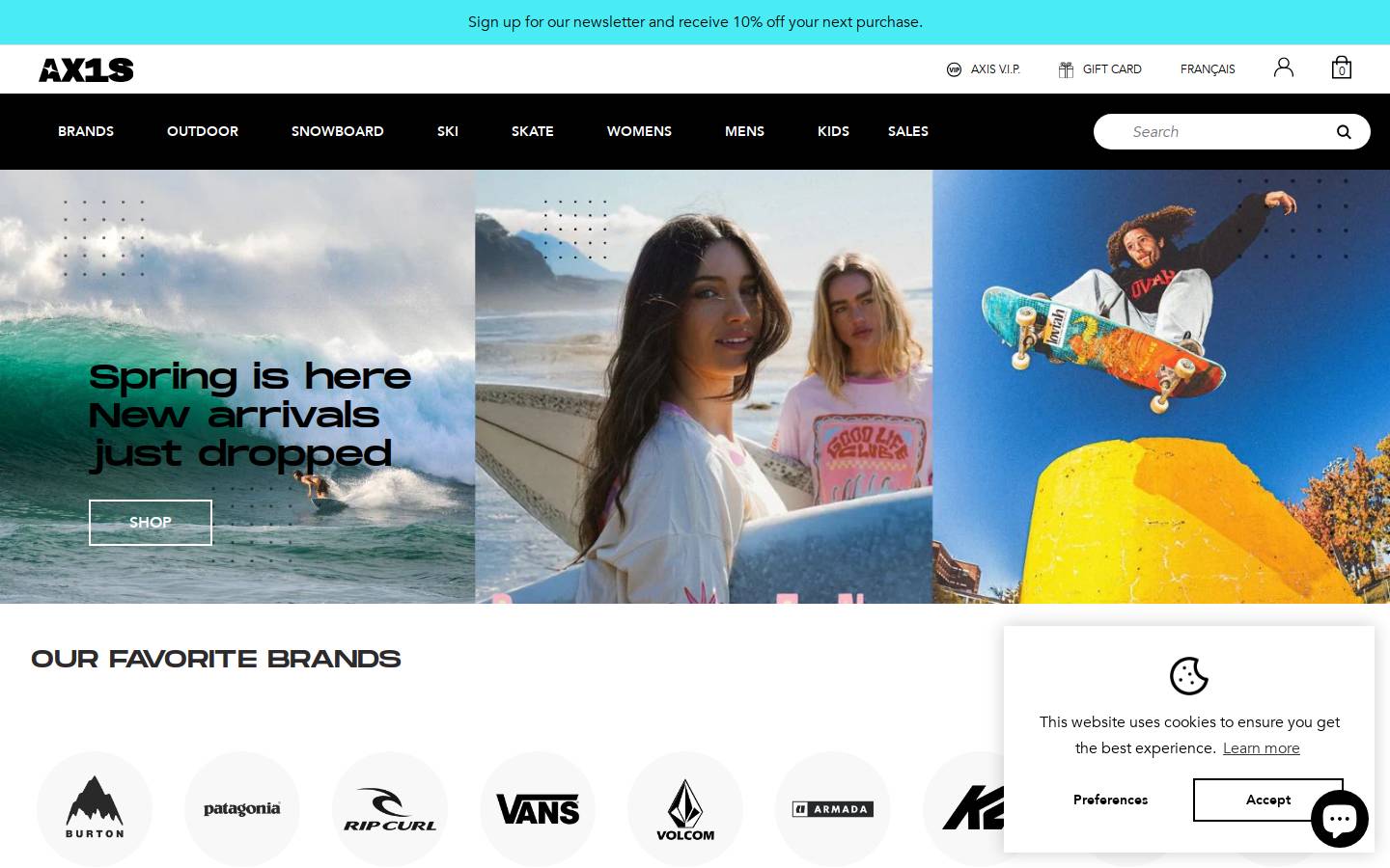axisboutique.com homepage screenshot