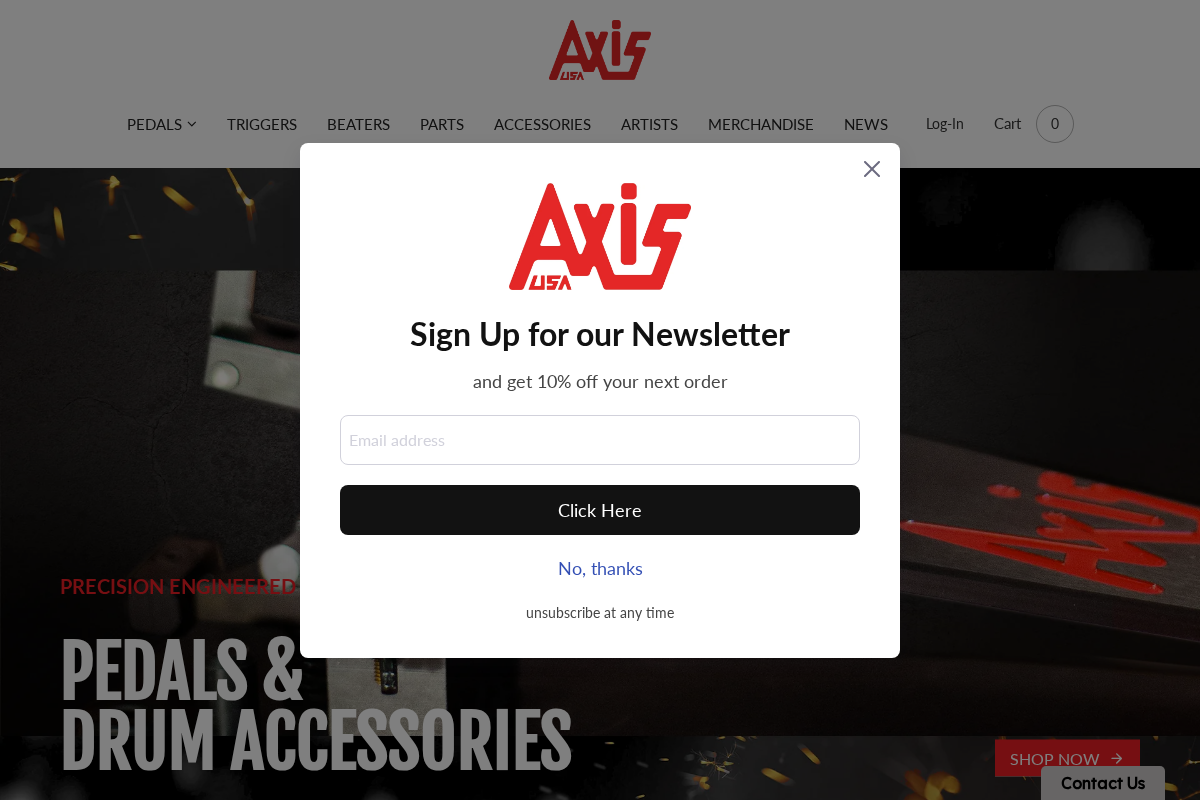 AXiS Pedal & Drum Co. homepage screenshot