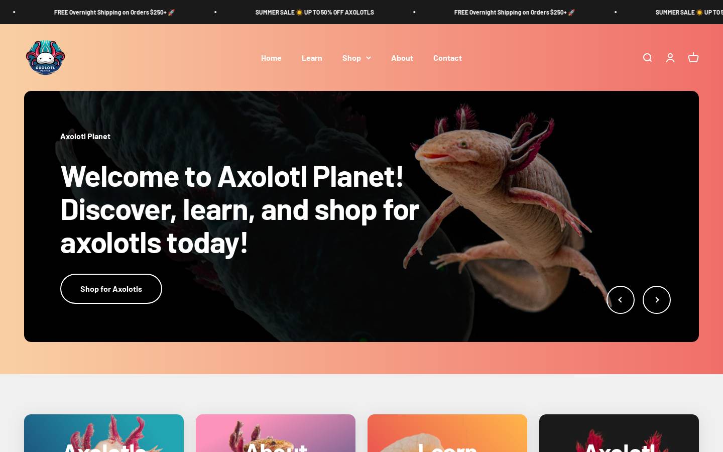 axolotlplanet.com homepage screenshot