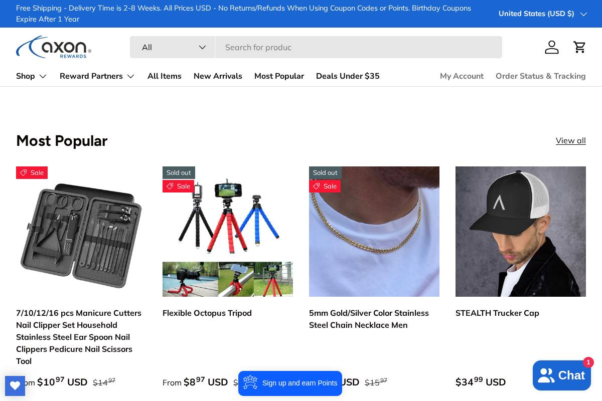 Axonrewards homepage screenshot