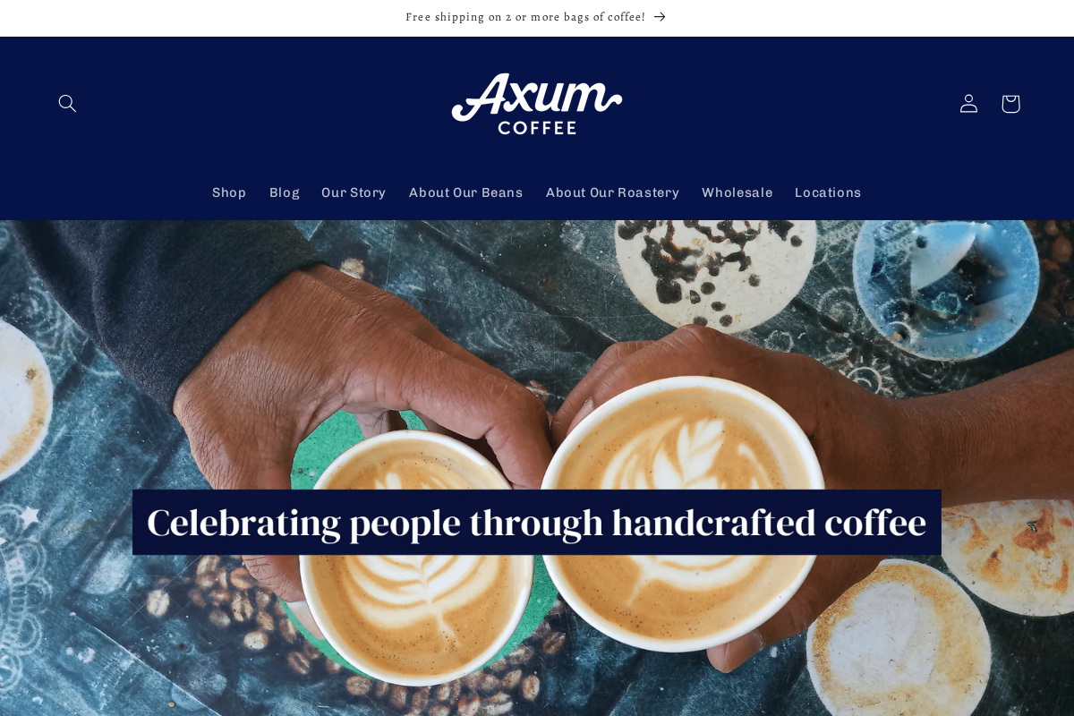 Axum Coffee homepage screenshot