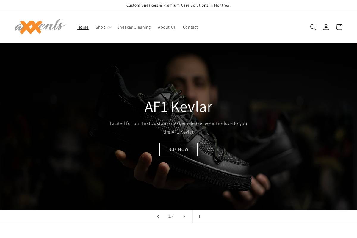 axxents.ca homepage screenshot