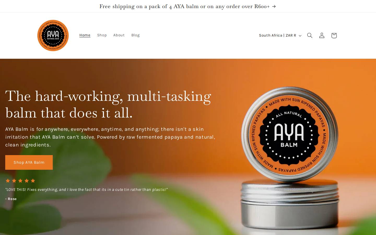ayabalm.co.za homepage screenshot