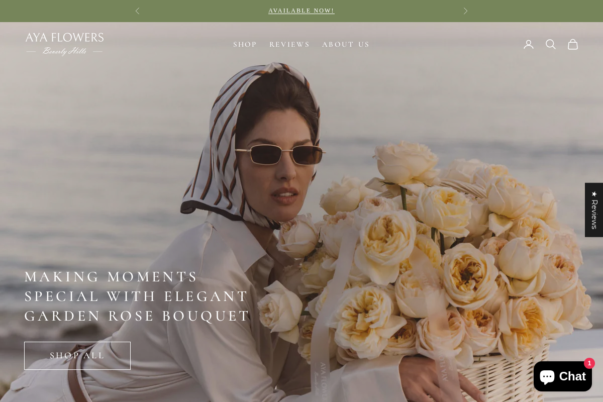 ayaflowersla.com homepage screenshot