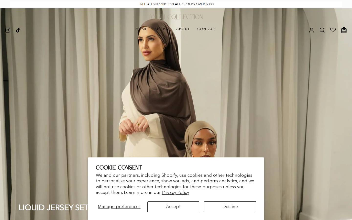 ayahcollection.com homepage screenshot