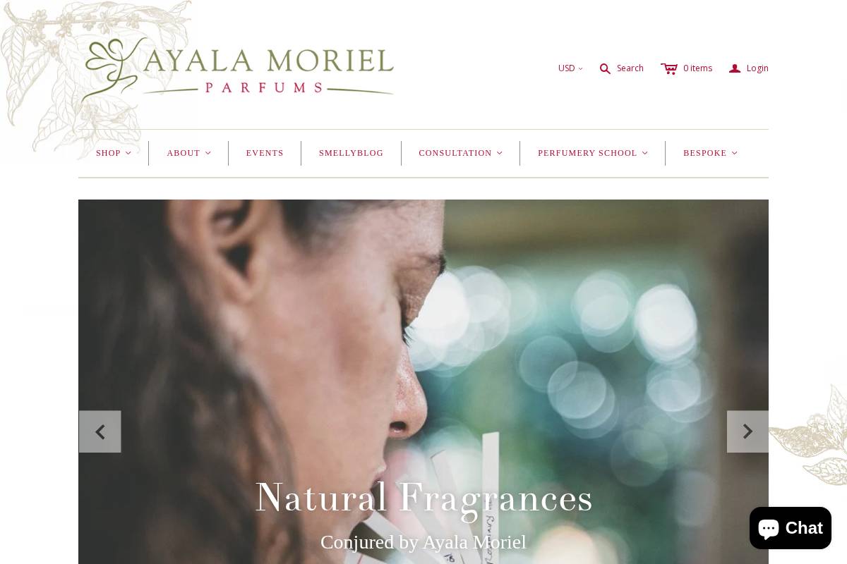 Ayala Moriel Parfums - Welcome homepage screenshot