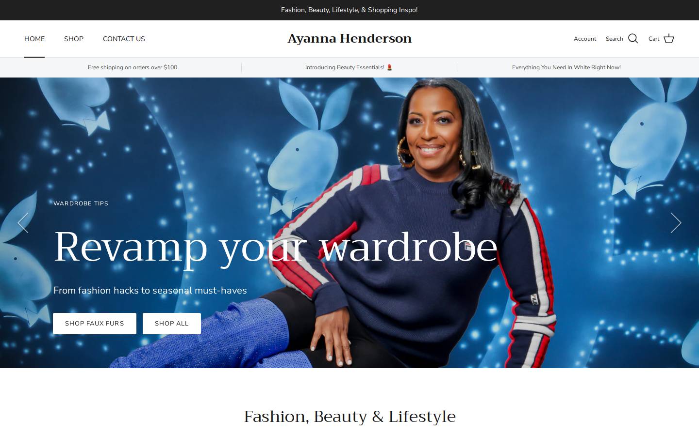 ayannahenderson.com homepage screenshot