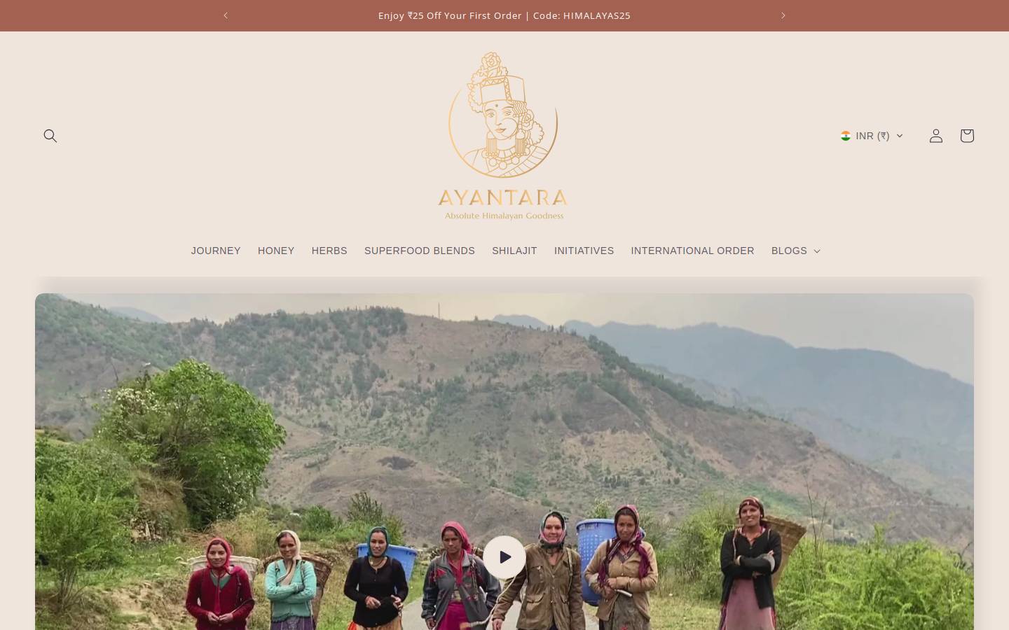 ayantara.com homepage screenshot