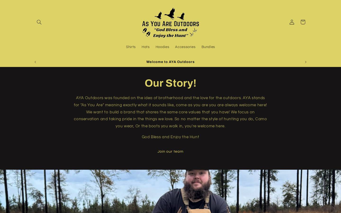 ayaoutdoors.com homepage screenshot