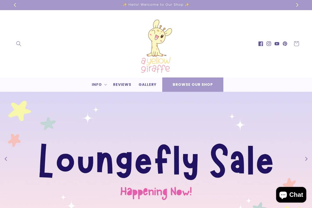 ayellowgiraffe.com homepage screenshot
