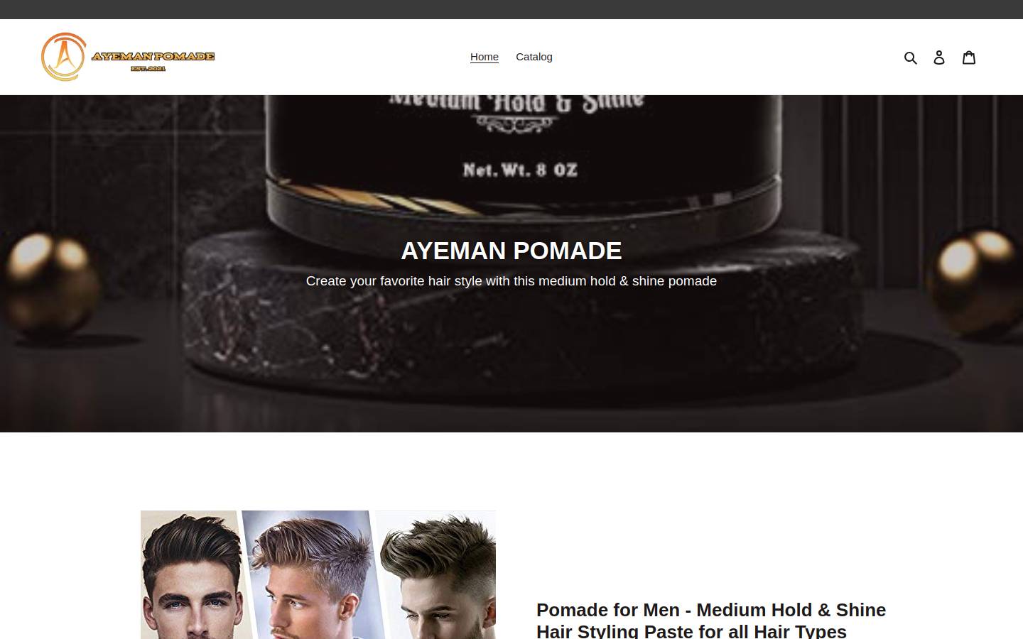 ayemanpomade.com homepage screenshot