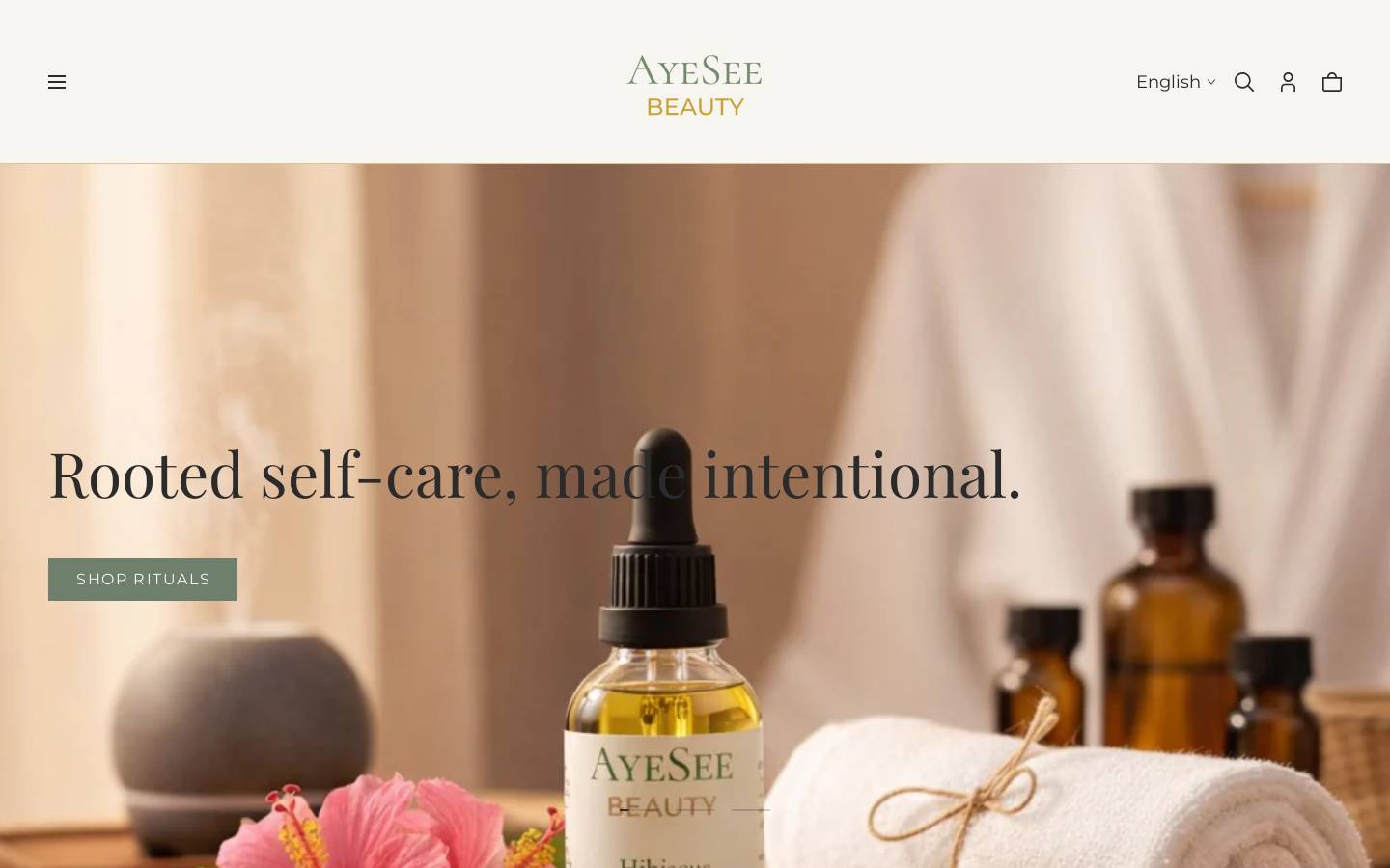 ayeseebeauty.com homepage screenshot
