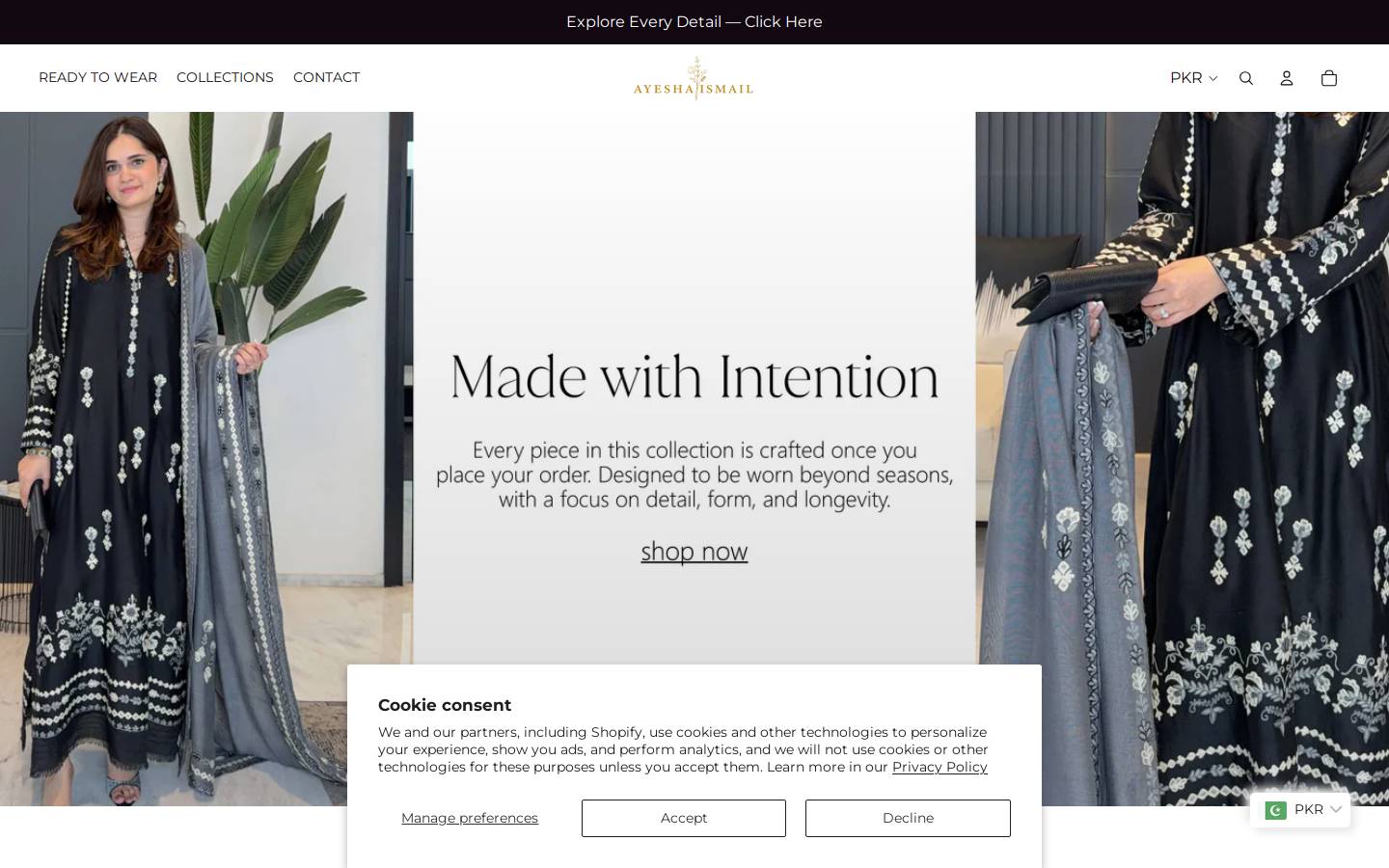 ayeshaismail.com homepage screenshot