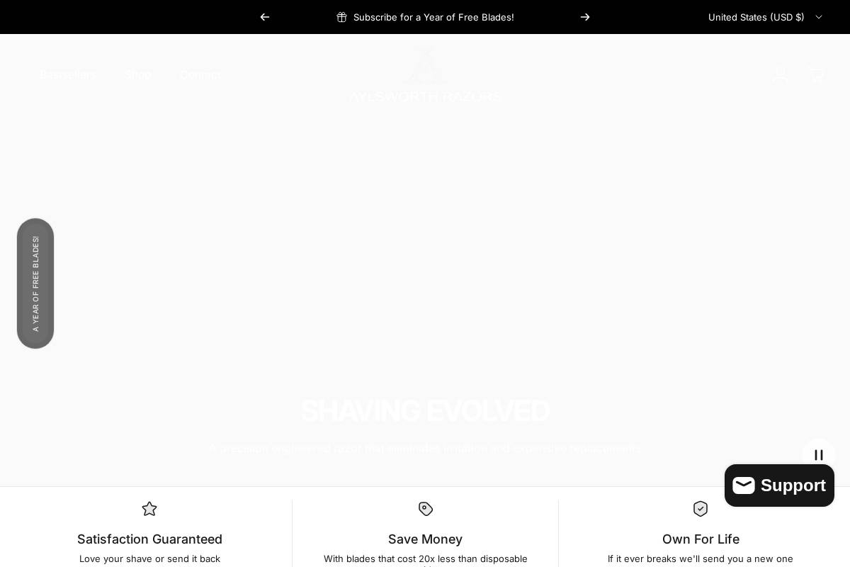 aylsworthrazors.com homepage screenshot