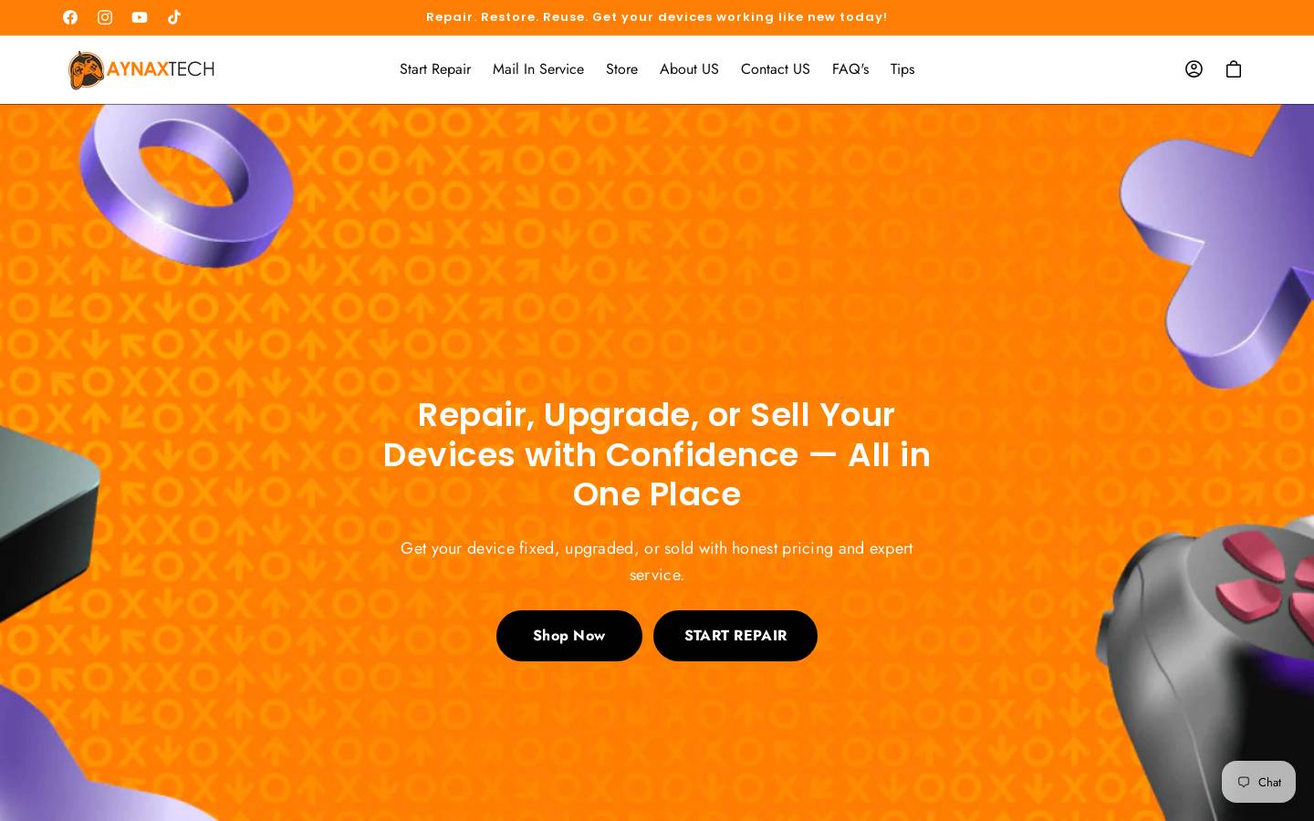 aynaxtech.com homepage screenshot
