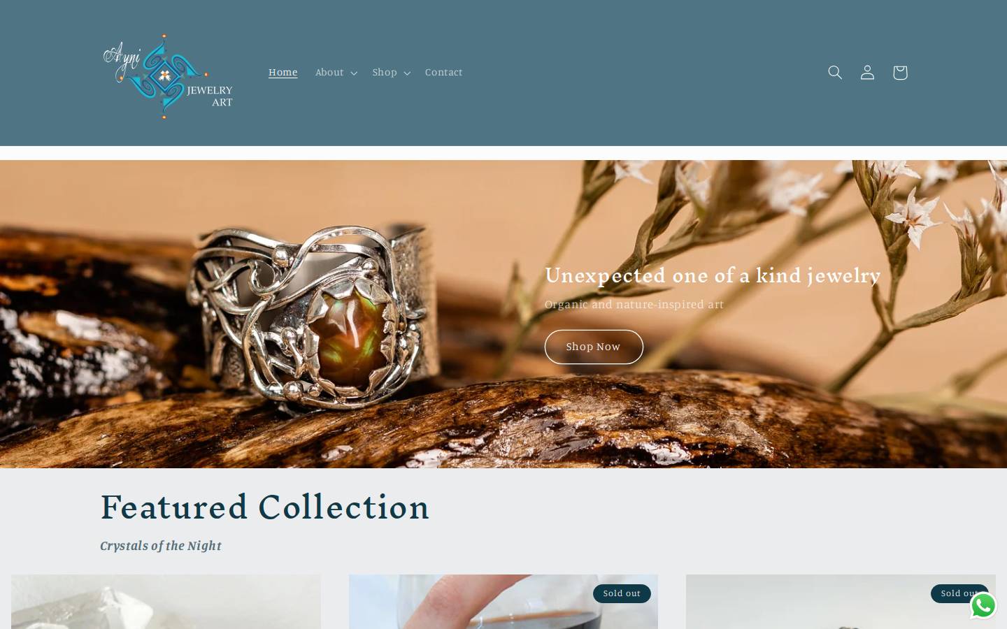 aynijewelryart.com homepage screenshot