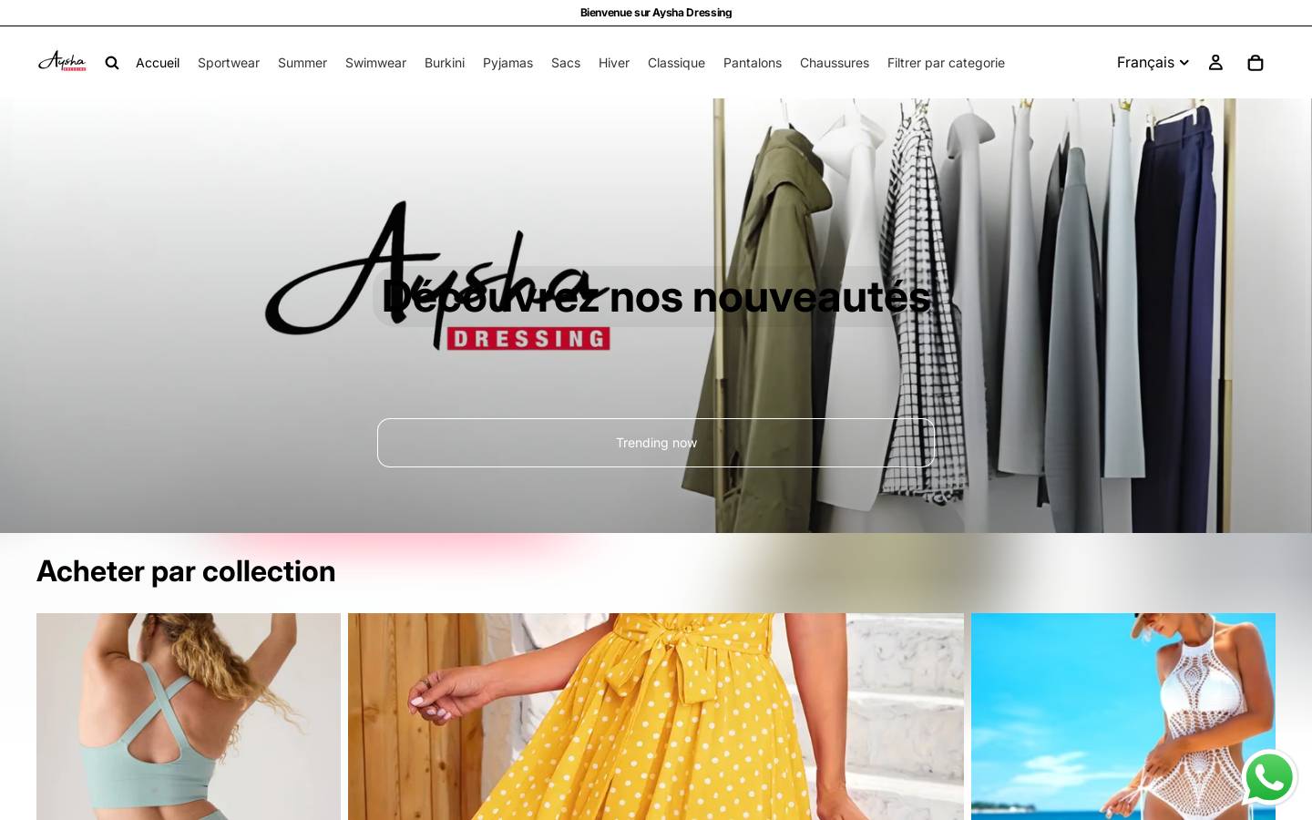 ayshadressing.com homepage screenshot