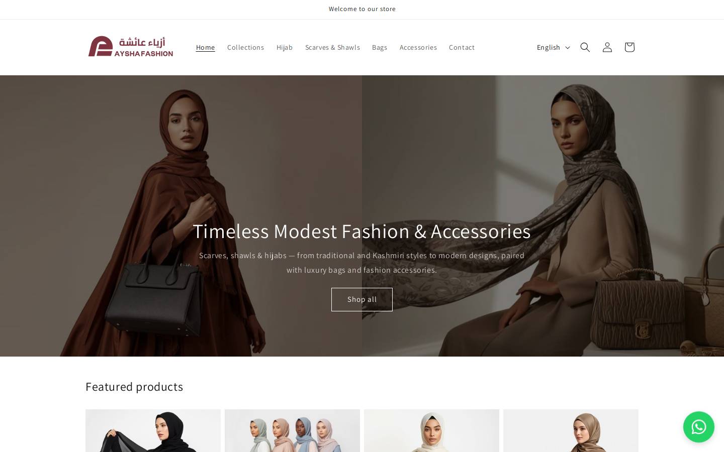 ayshafashion.com homepage screenshot