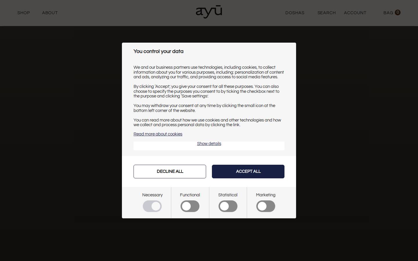 ayu.eu homepage screenshot