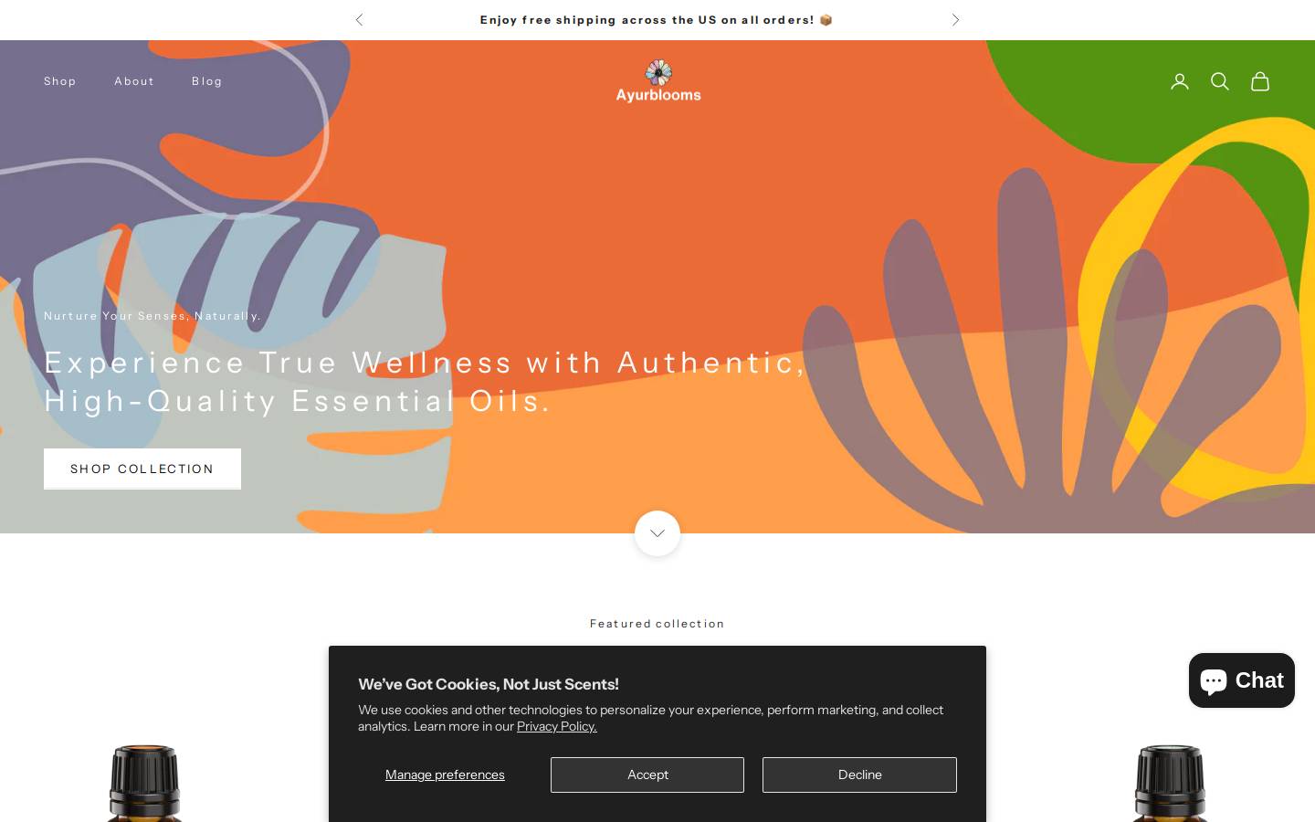 ayurblooms.com homepage screenshot