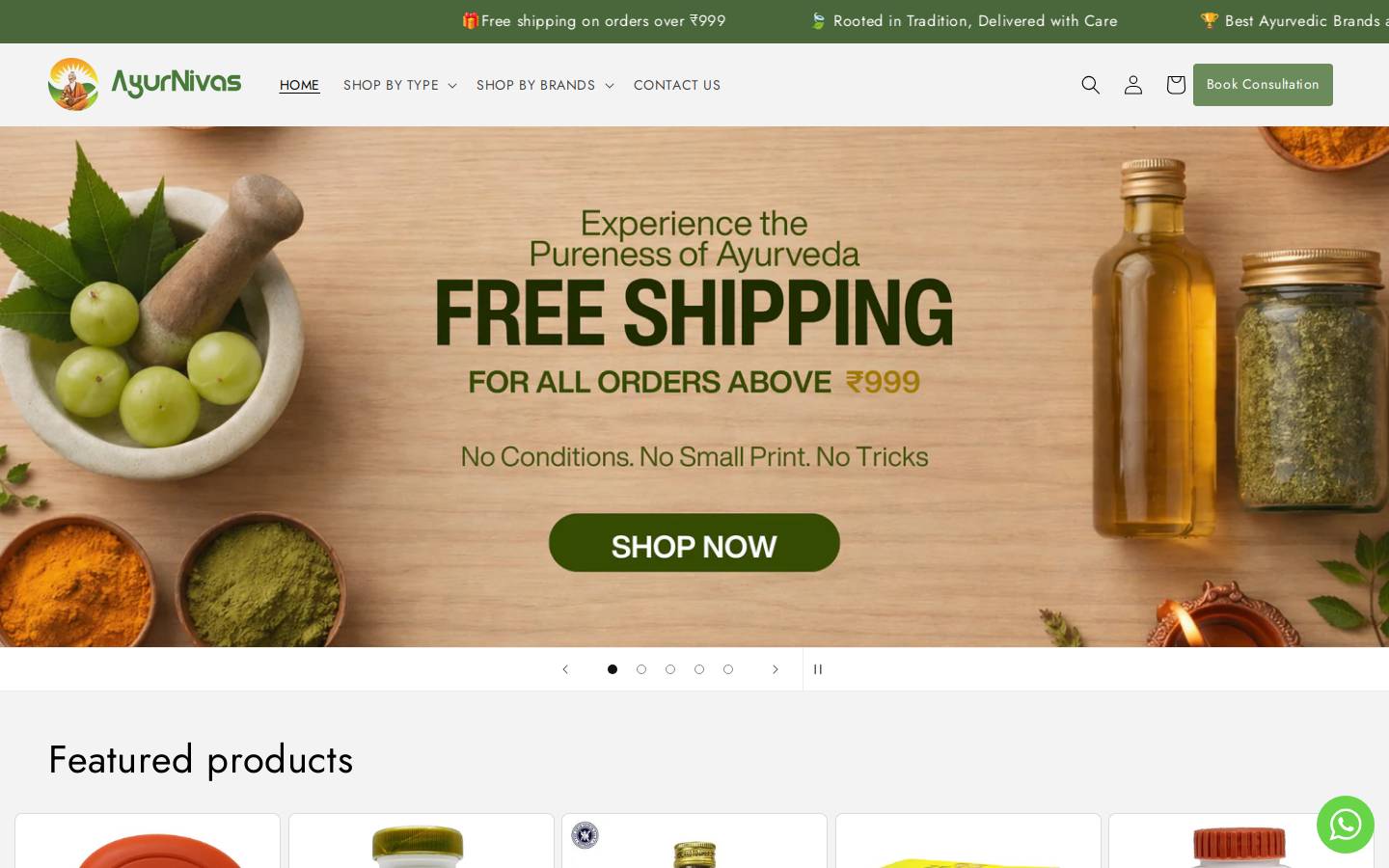 ayurnivas.com homepage screenshot