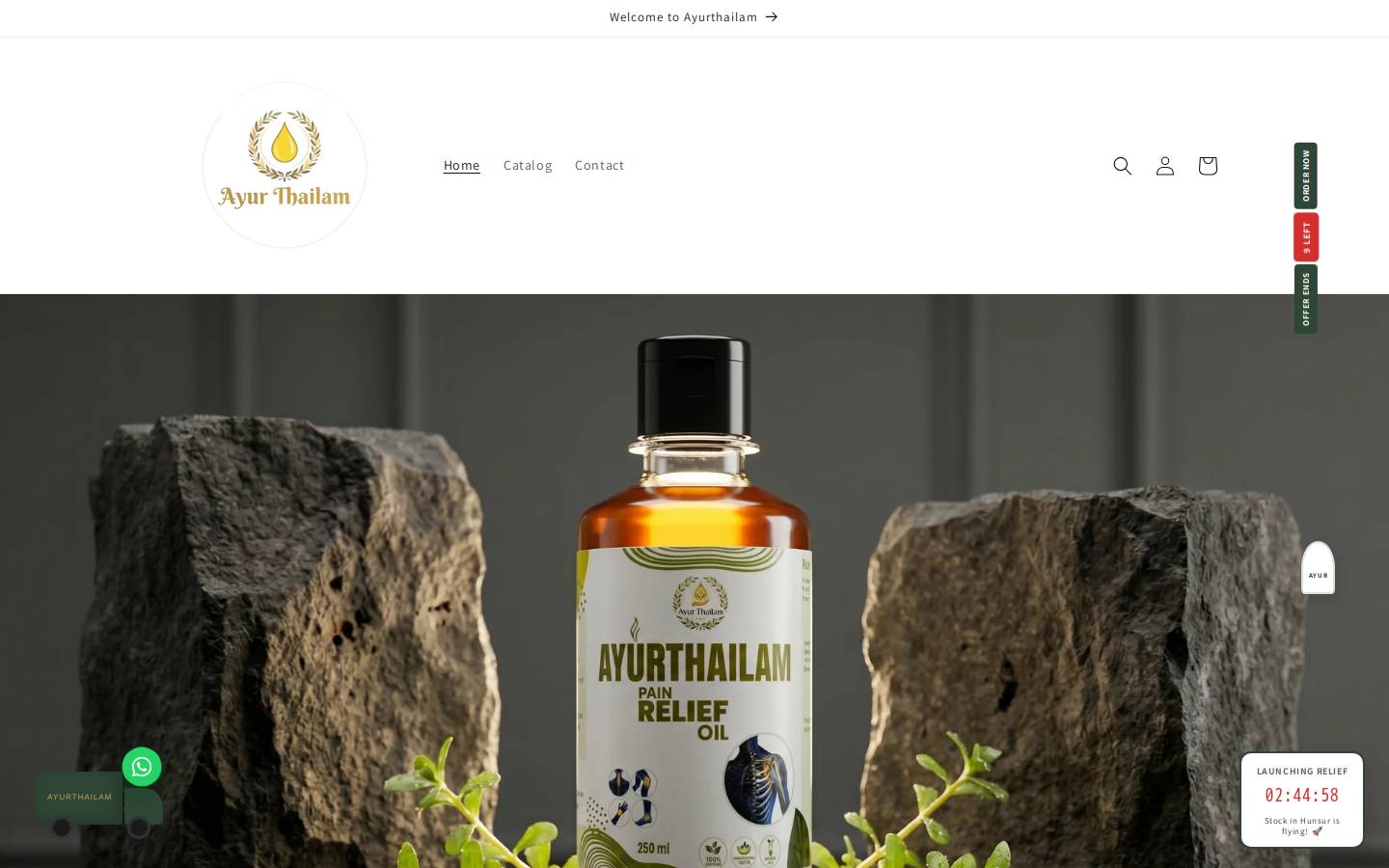 ayurthailam.com homepage screenshot