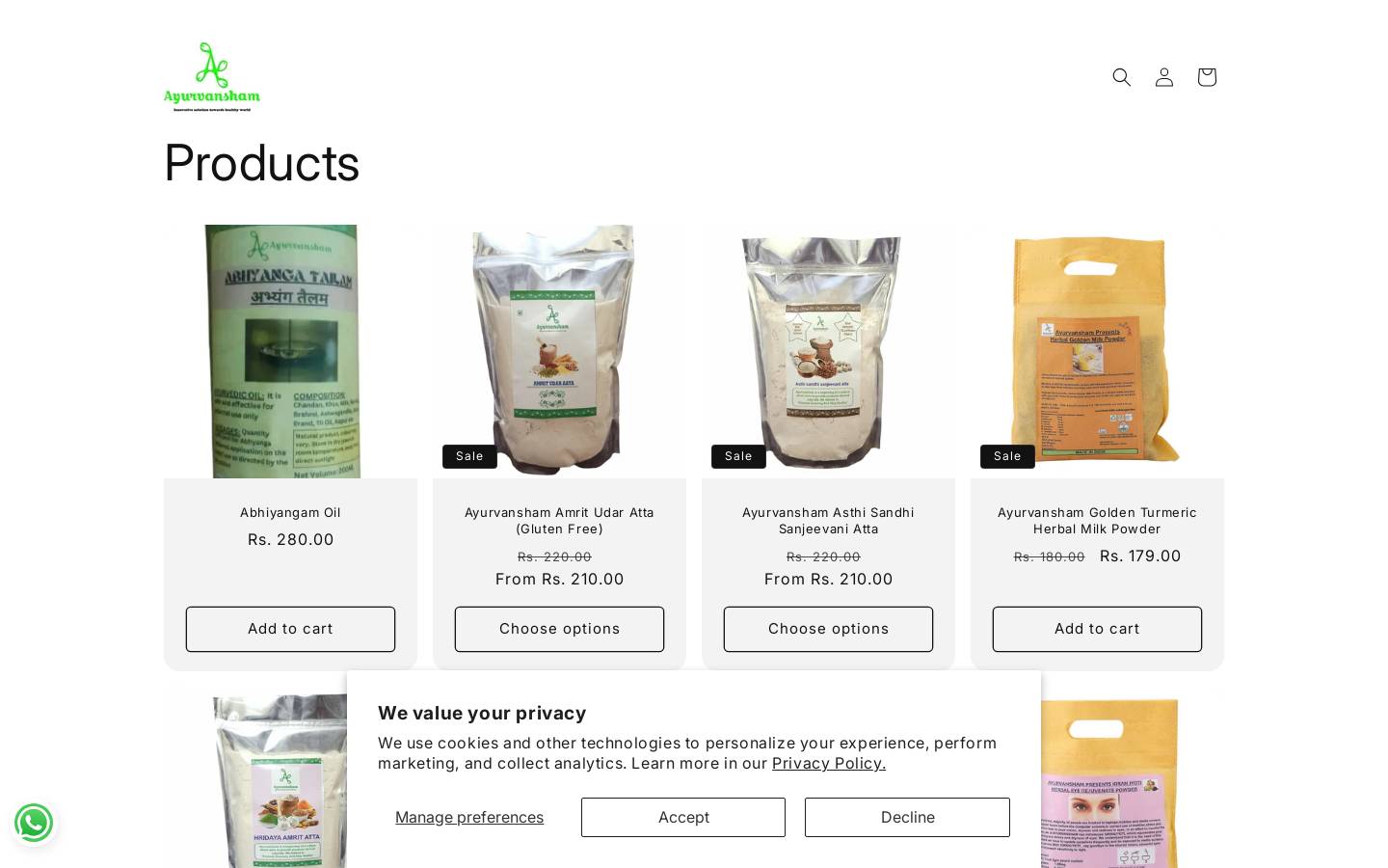 ayurvansham.com homepage screenshot