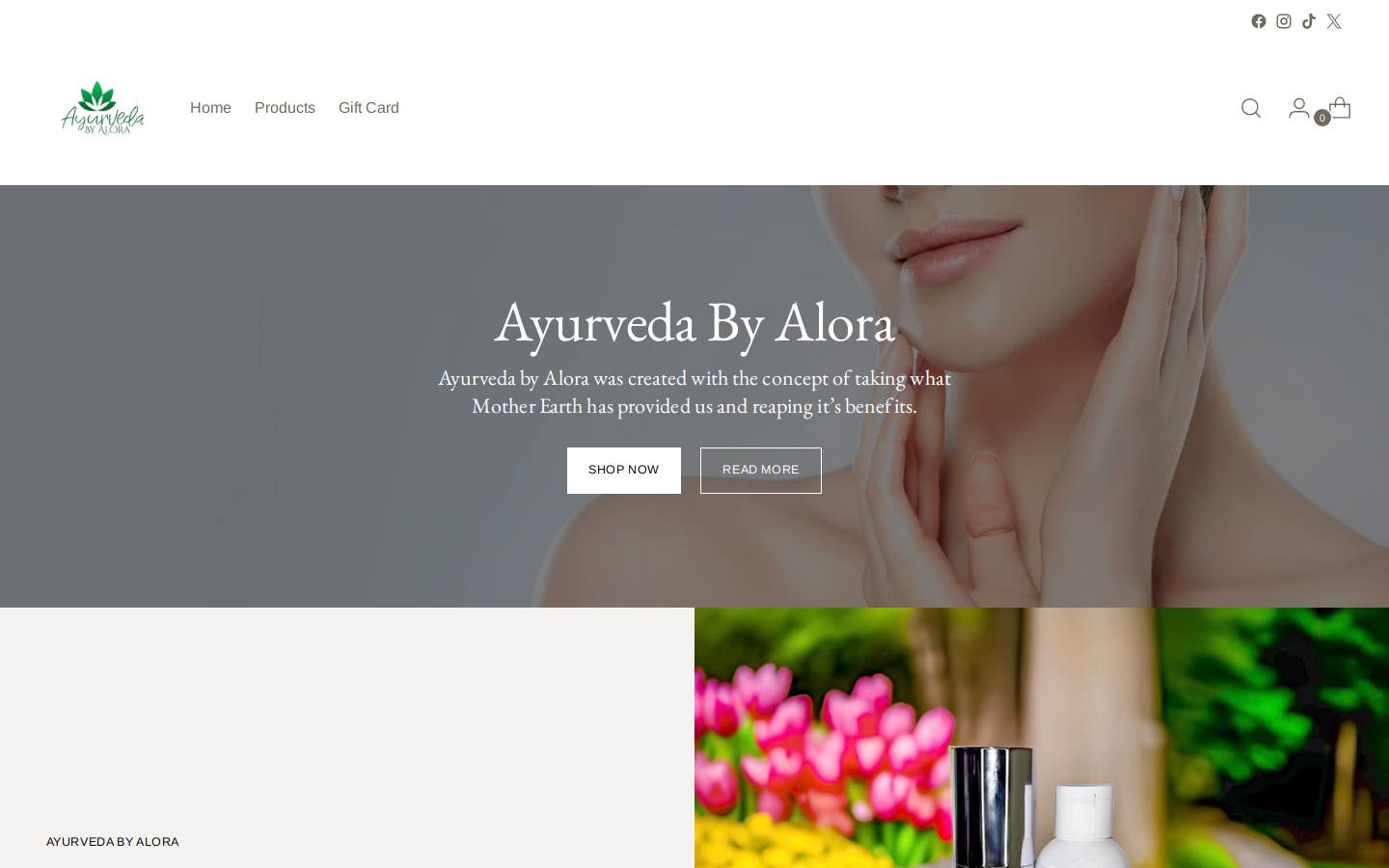 ayurvedabyalora.com homepage screenshot
