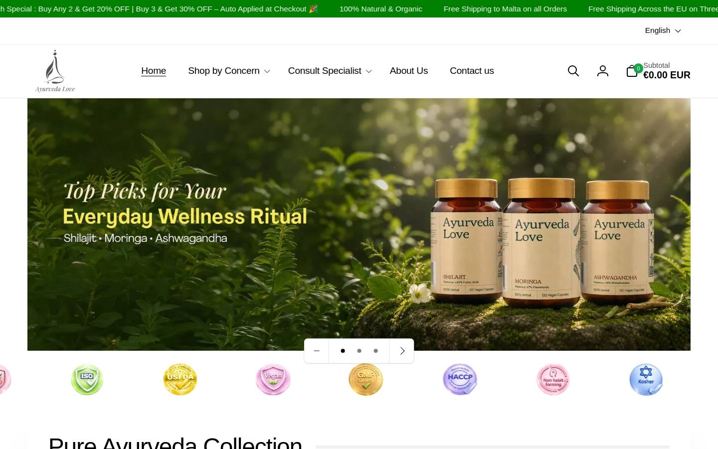 ayurvedalove.eu homepage screenshot