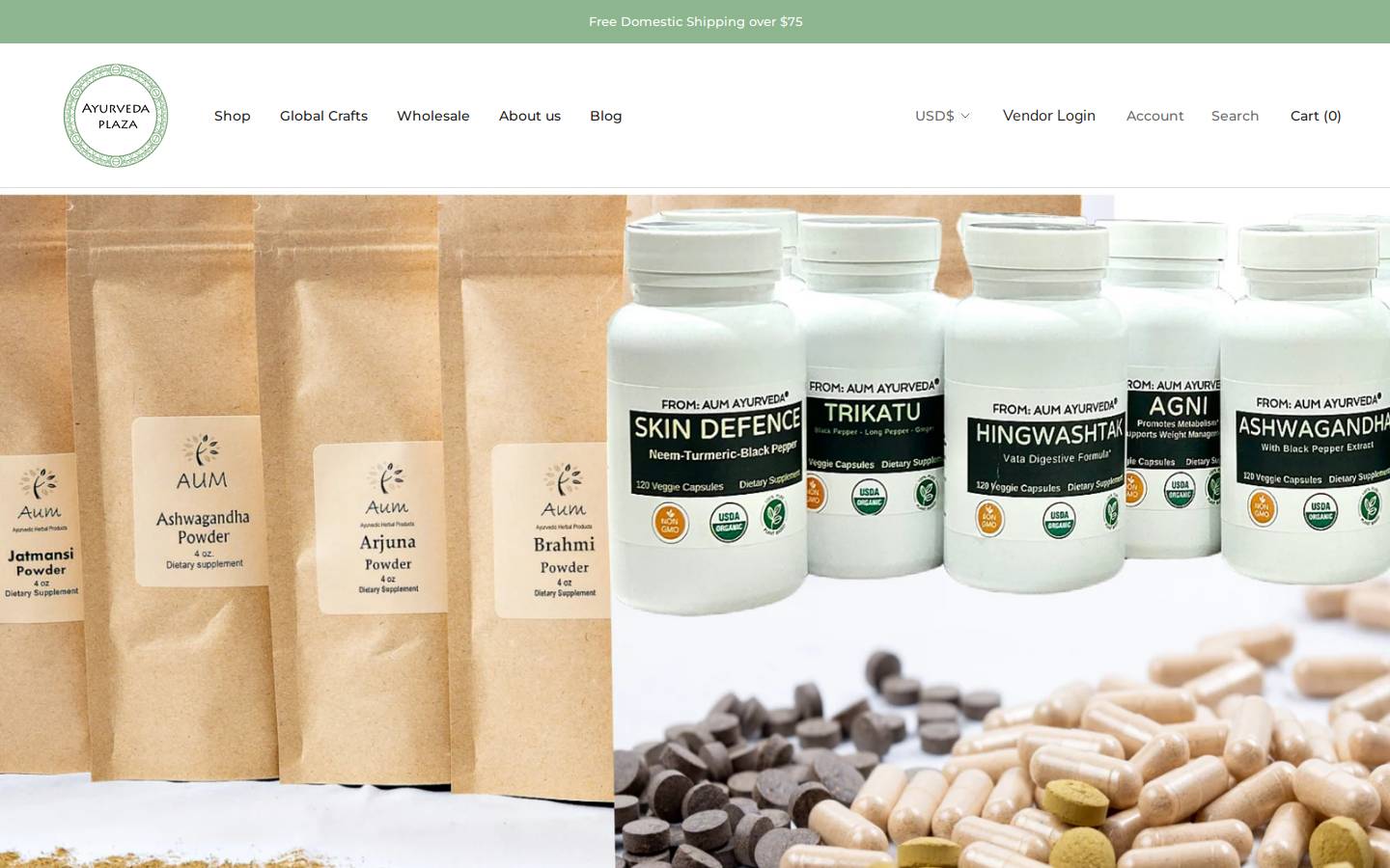 ayurvedaplaza.com homepage screenshot