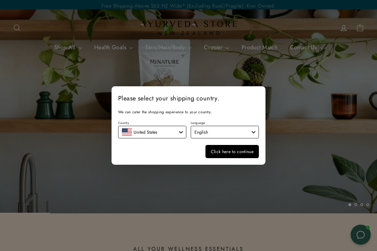 Ayurveda Store NZ homepage screenshot