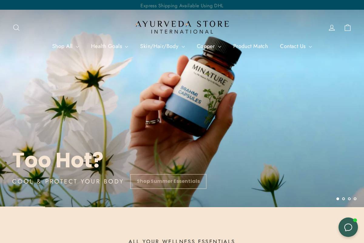 ayurvedastore.com homepage screenshot