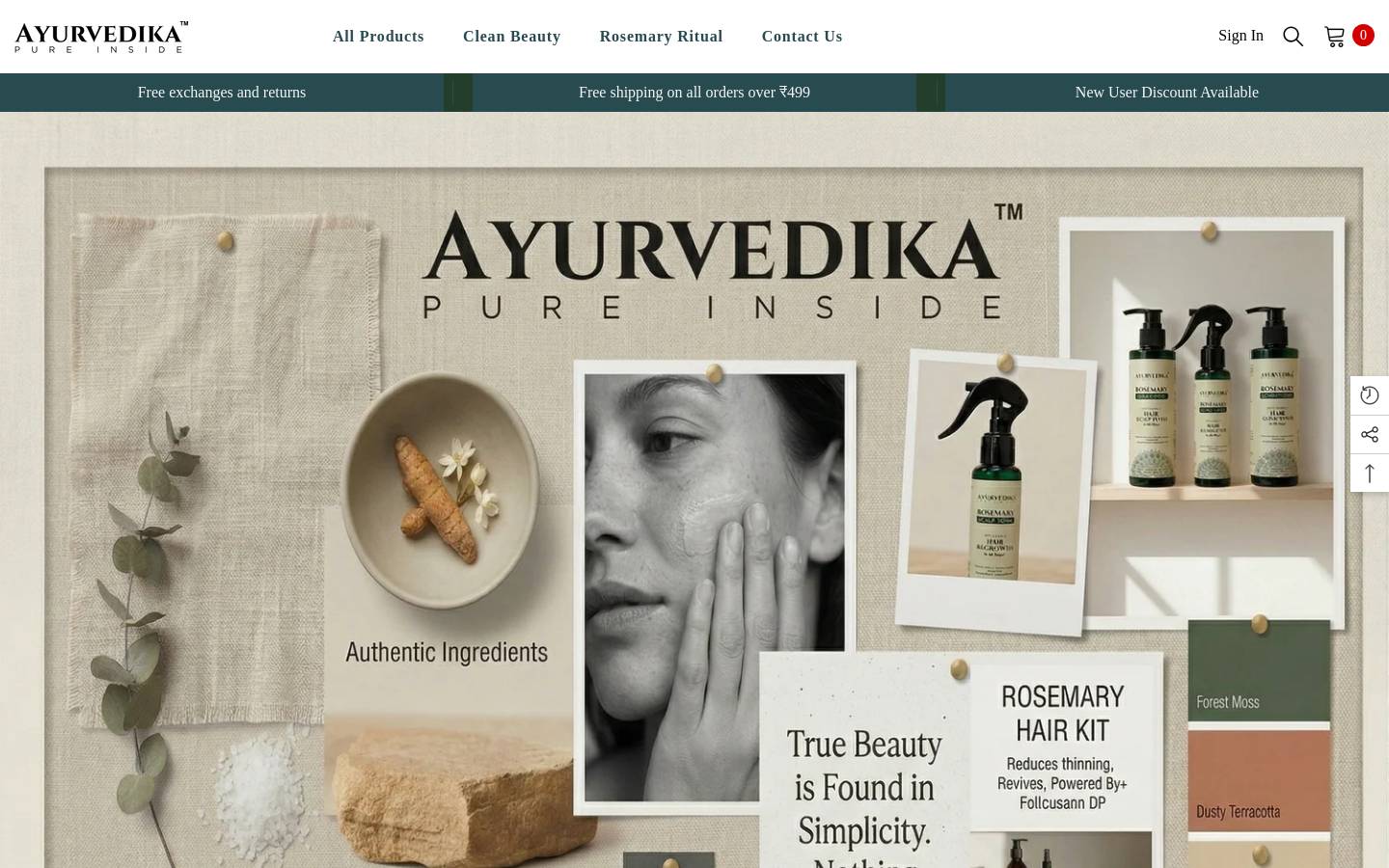 ayurvedikaa.com homepage screenshot