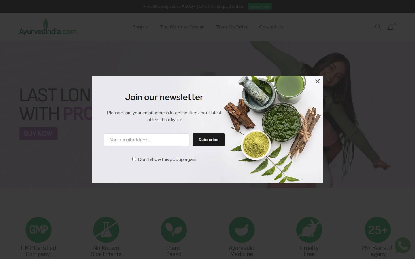 ayurvedindia.com homepage screenshot