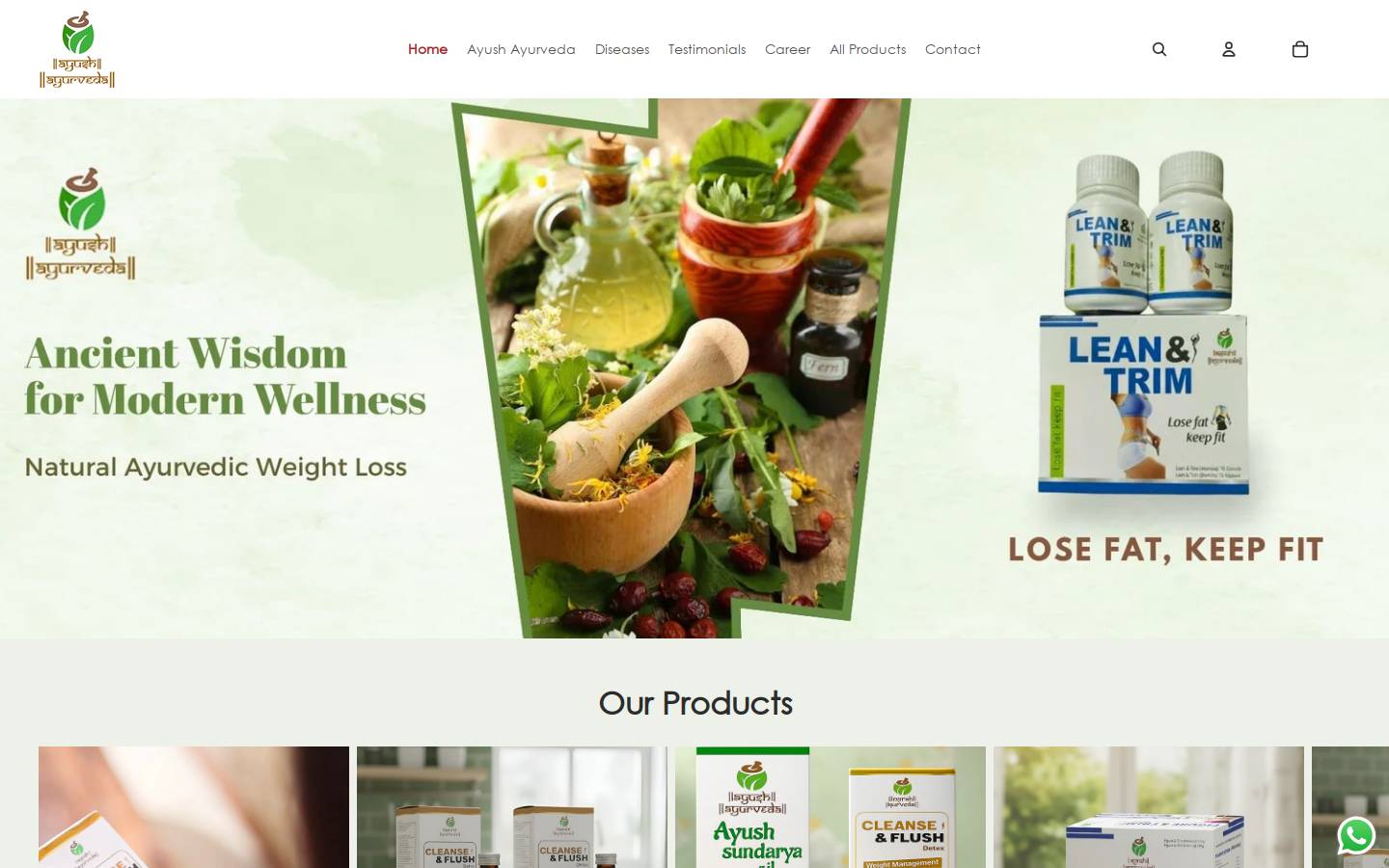 ayushayurvedaa.com homepage screenshot