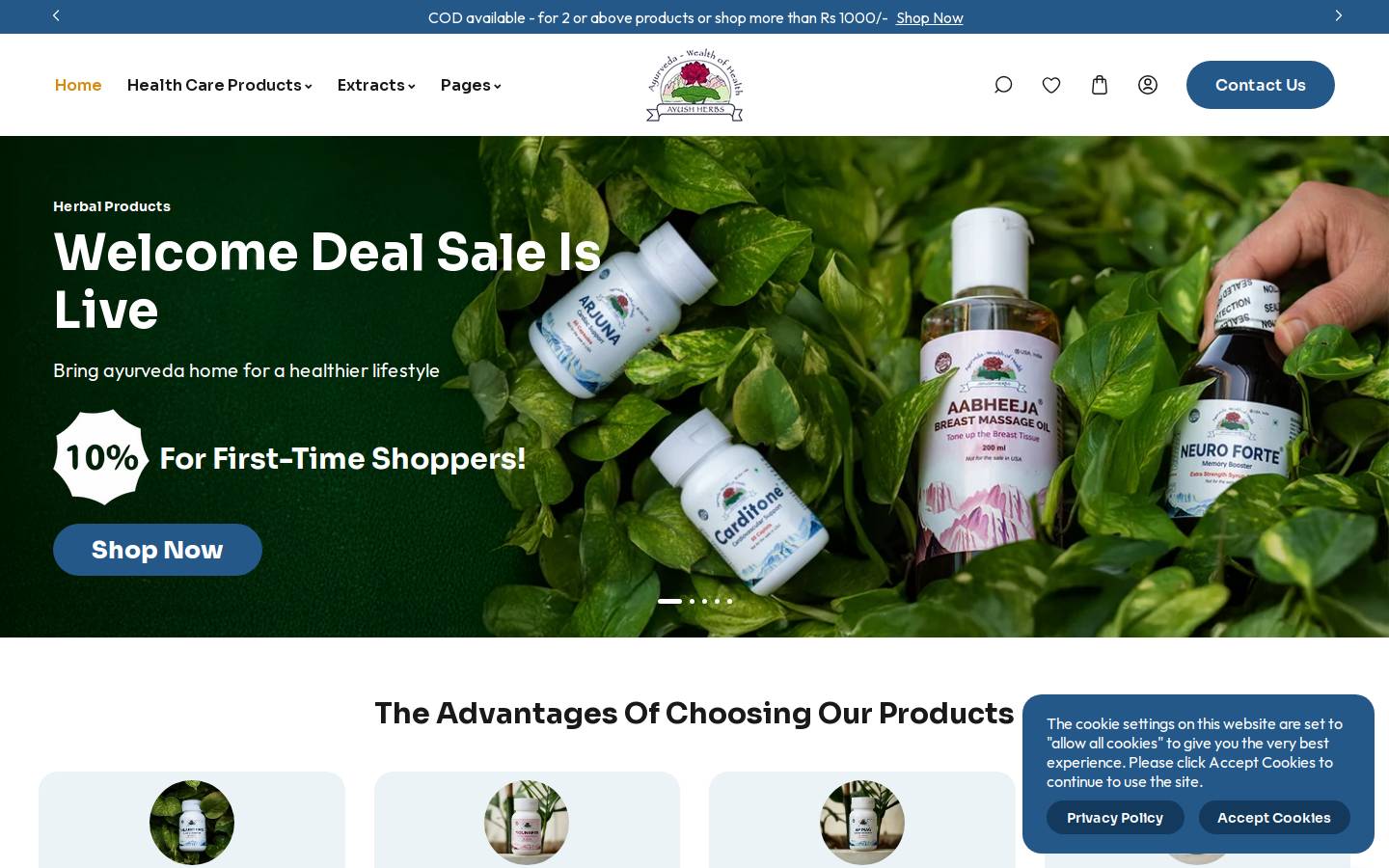 ayushherbs.com homepage screenshot