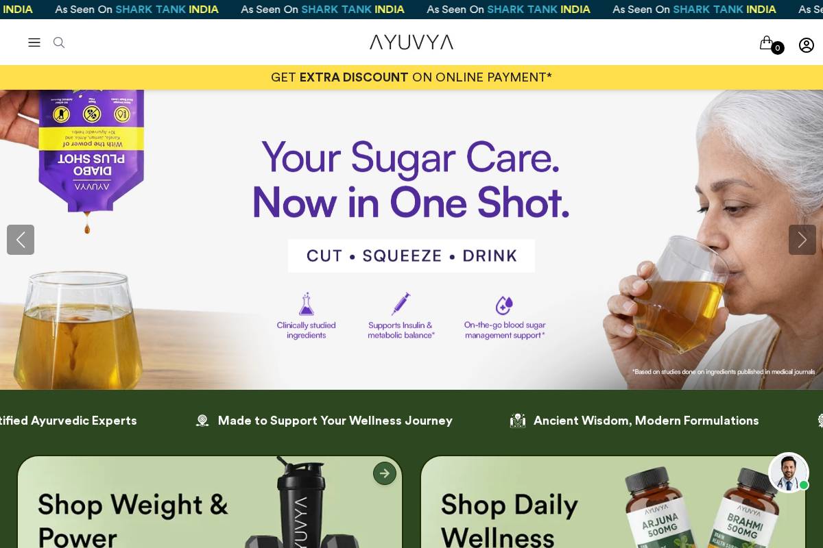 ayuvya.com homepage screenshot