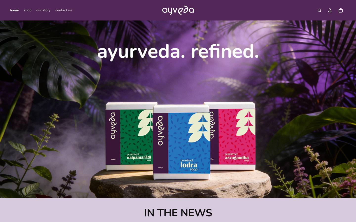 ayveda.com homepage screenshot