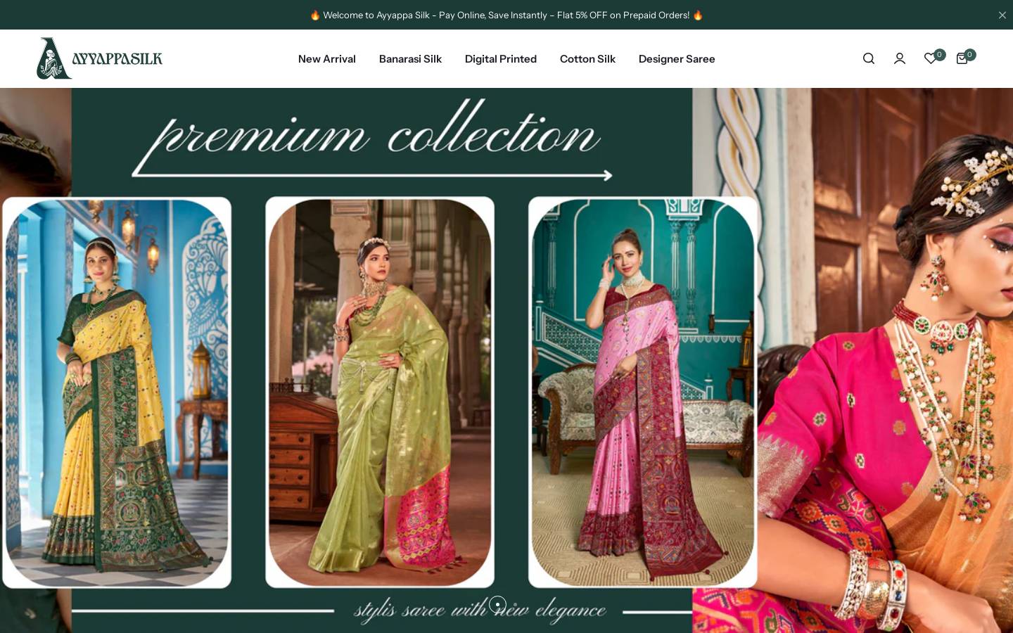 ayyappasilk.com homepage screenshot