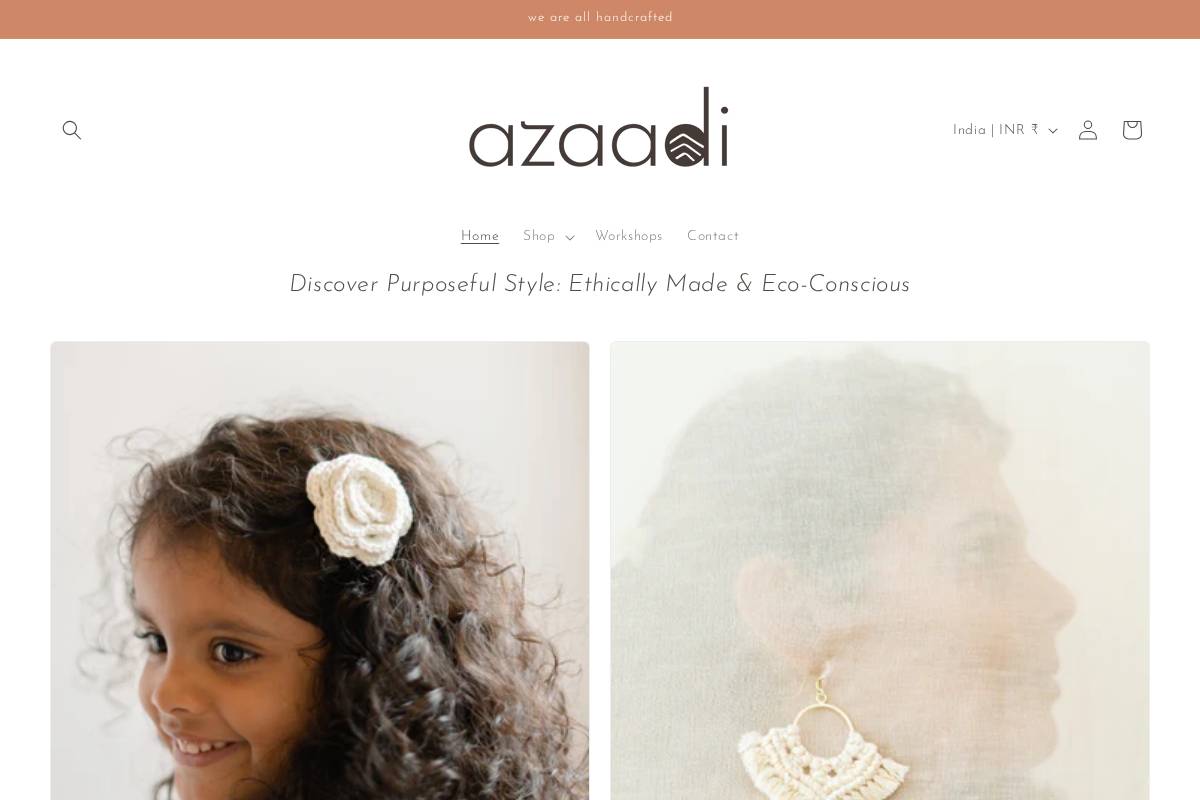 azaadiarts.com homepage screenshot