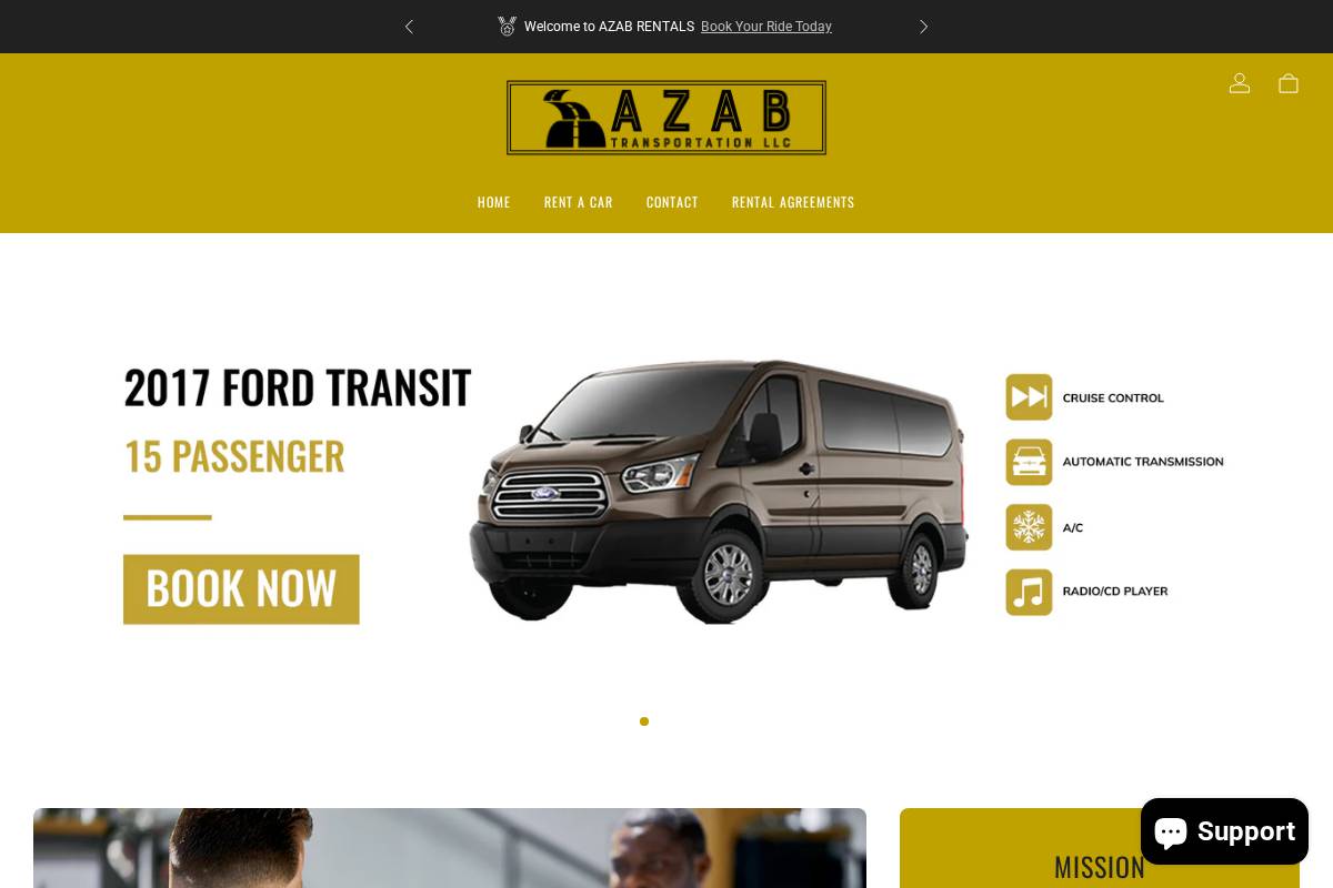 azabrentals.com homepage screenshot