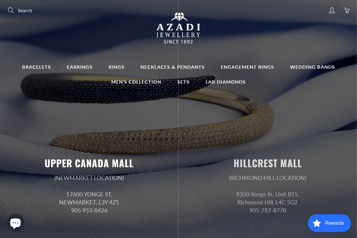 azadijewellery.ca homepage screenshot