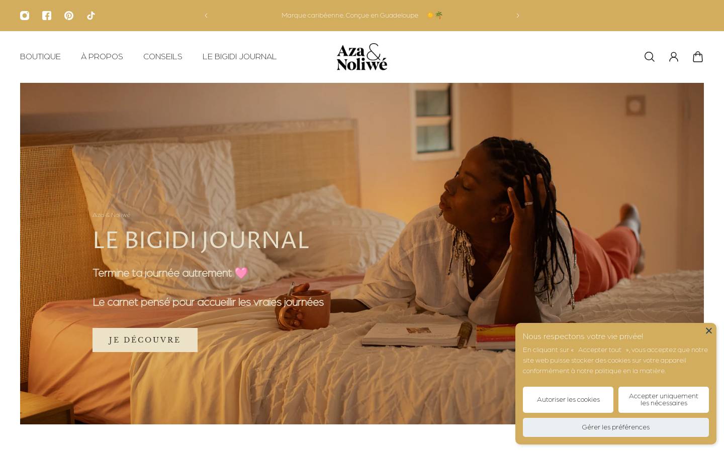 Aza & Noliwé homepage screenshot