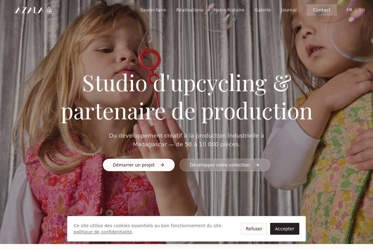 Azala homepage screenshot