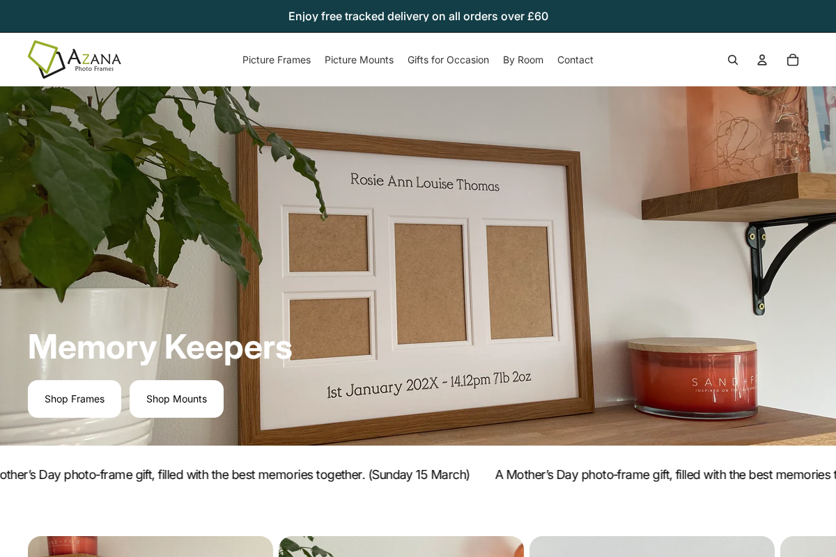 Azanaphotoframes homepage screenshot