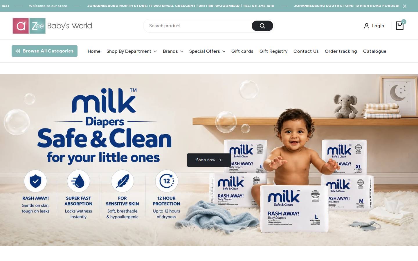 azbaby.co.za homepage screenshot