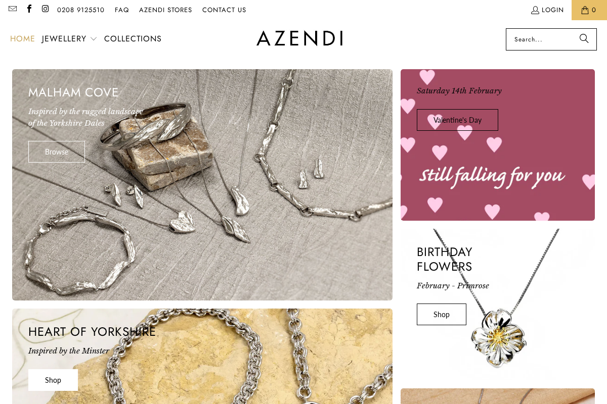 Azendi Jewellery homepage screenshot