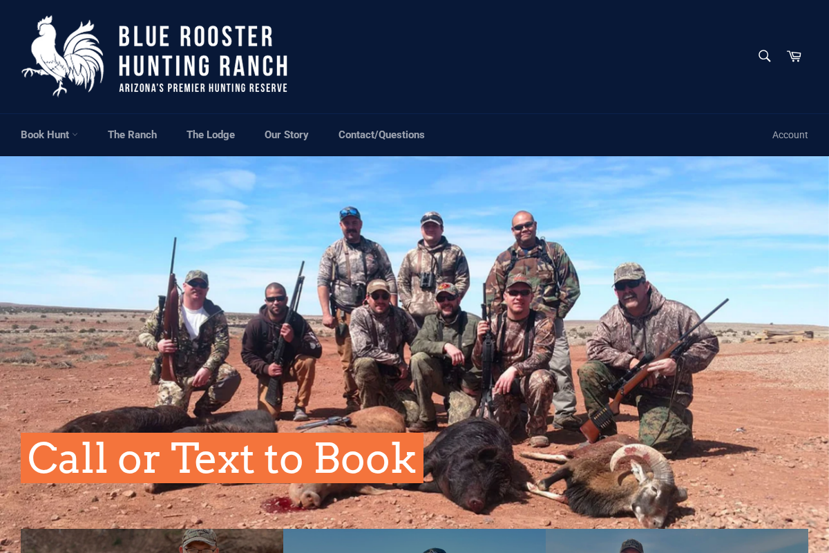 Blue Rooster Hunting Ranch homepage screenshot